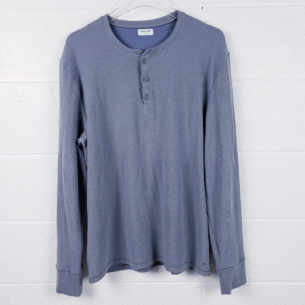Tommy John Downtime Henley Long Sleeve Shirt‎ Gray Men's Size Large